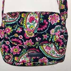 Vera Bradley Quilted Paisley Crossbody - Navy with Pink & Green Accents